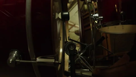 Kick Drum Being Played in Slow Motion Close Up Stock Footage 212206102