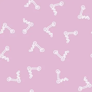 Kick scooter line vector seamless pattern Stock Illustration