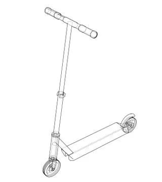 Kick scooter outline. Vector Ilustração Stock