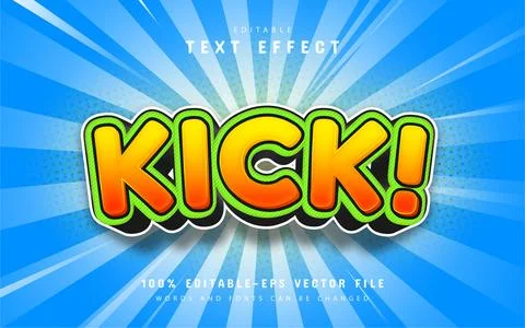 Kick text, cartoon style text effect Stock Illustration