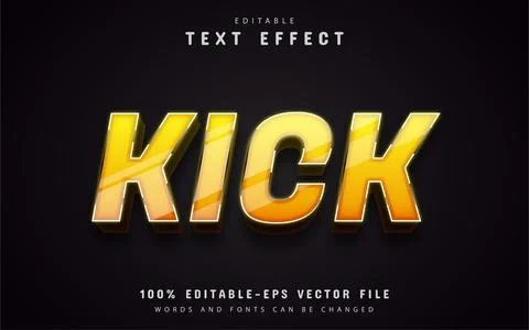 Kick text, yellow 3d text effect Stock Illustration