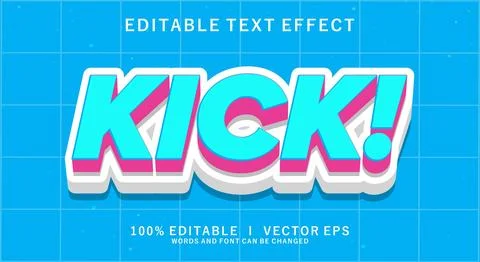 Kick vector text effect with modern style design Stock Illustration