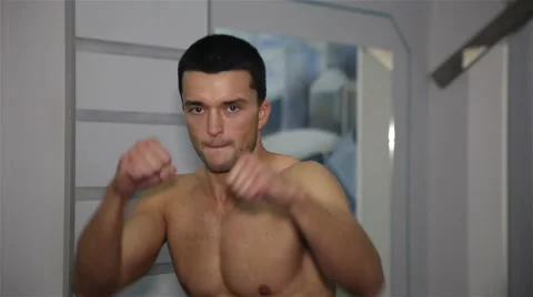 Kickboxer in training Stock Footage 66352001