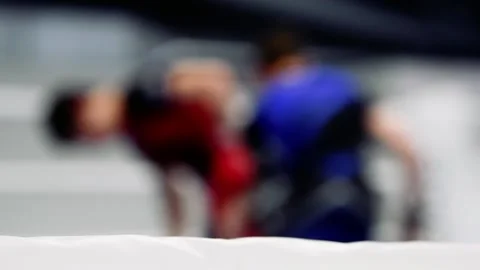 Kickboxing. Battle of kickboxers in the ring. Selective focus 動画素材 205062938