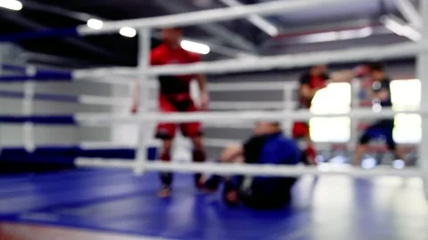 Kickboxing. Battle of kickboxers in the ring. Selective focus Stock Footage 205062977