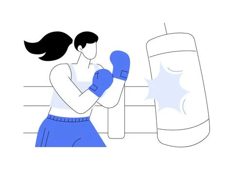 Kickboxing workout isolated cartoon vector illustrations. Ilustración de archivo