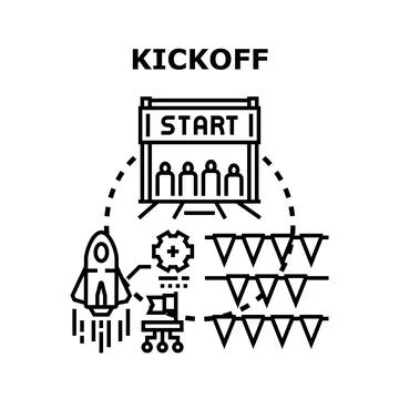 Kickoff event concept starting new business project Stock Illustration