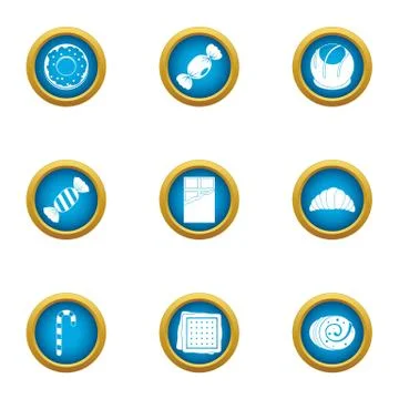 Kickshaw icons set, flat style Stock Illustration