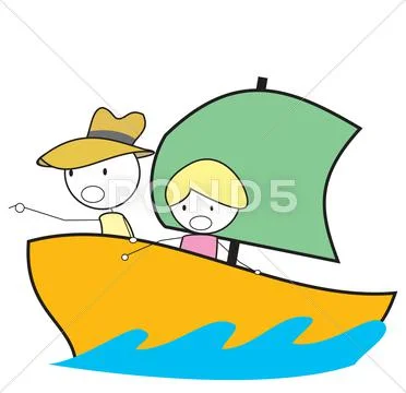 Kid Adventure boat Stock Illustration