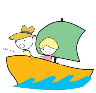 Kid Adventure boat Stock Illustration