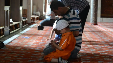 Kid And Father Pray Together Stock Footage 46206214