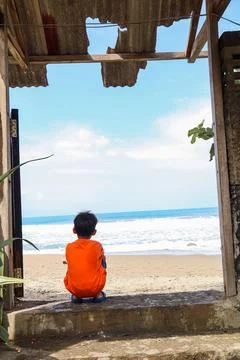 Kid and View beach Stock Photos
