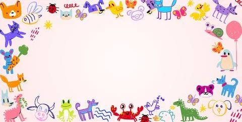 Kid background border for kindergarten Stock Illustration