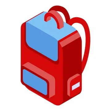 Kid backpack icon, isometric style Stock Illustration