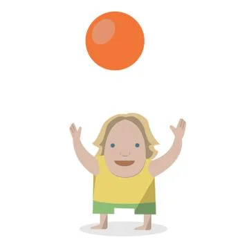Kid with ball. Vector Illustrations on a white background. Stock Illustration