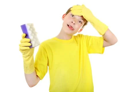 Kid with Bath Sponge Stock Photos