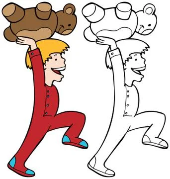 Kid with bear Stock Illustration