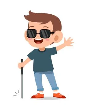 Kid blind disabled vector illustration Ilustración de archivo