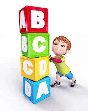 Kid with blocks Stock Illustration