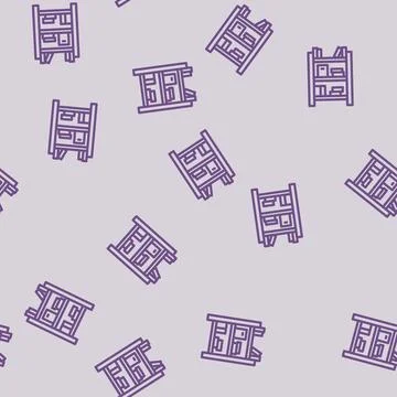 Kid bookshelf bedroom line vector seamless pattern Stock Illustration