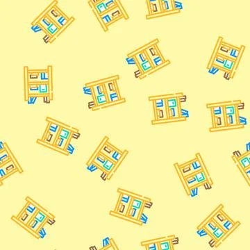 Kid bookshelf bedroom vector seamless pattern Stock Illustration