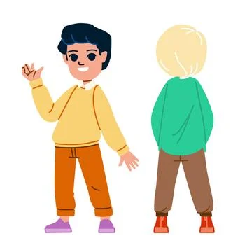 Kid boy front back vector Stock Illustration
