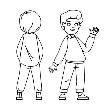 Kid boy front back vector Stock Illustration