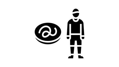 Kid boy helminth worm glyph icon animation Stock-Footage 326147311