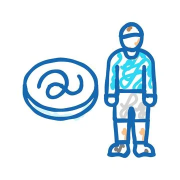 Kid boy helminth worm icon doodle illustration Illustrazione stock