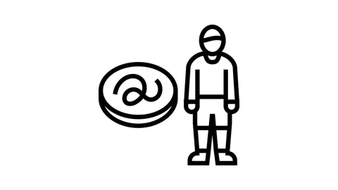 Kid boy helminth worm line icon animation Stock Footage 326127339