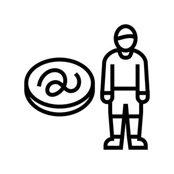 Kid boy helminth worm line icon vector illustration イラスト素材