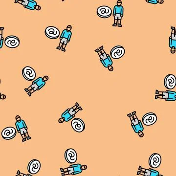 Kid boy helminth worm vector seamless pattern 스톡 일러스트