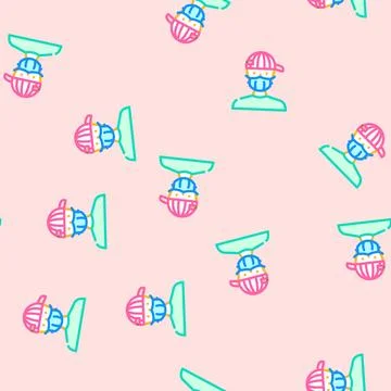 Kid boy medical mask vector seamless pattern Stock Illustration