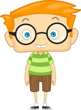 Kid Boy Nerd Glasses Stock Illustration