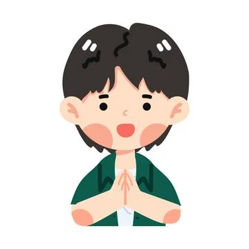 Kid boy raise hands to pay respect Ilustración de archivo