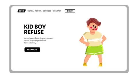 Kid Boy Refuse And Disgust Pose Expression Vector Ilustración de archivo