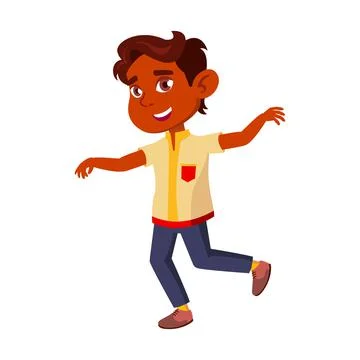 Kid Boy Running And Playing On Playground Vector Stock Illustration