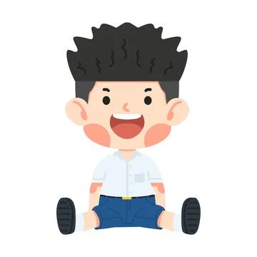 Kid Boy Sitting Down the Floor with Legs Stock Illustration