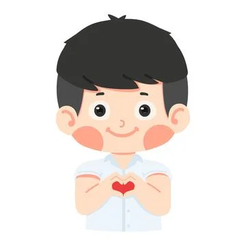 Kid boy student making a heart shape Stock Illustration