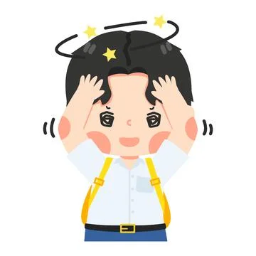 Kid boy student Thinking for solution Illustrazione stock