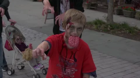 Kid Brain Zombie Stock Footage 12608127