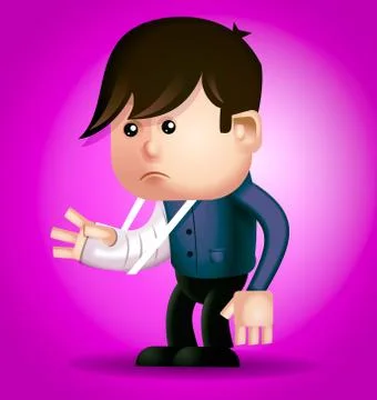 Kid with broken arm 2d illustration Stock Illustration