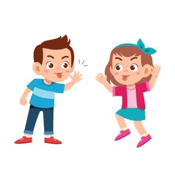 Kid bully friend bad behaviour vector Stock-Illustration
