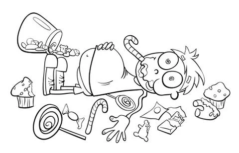 Like a kid in a candy store cartoon Stock Illustration