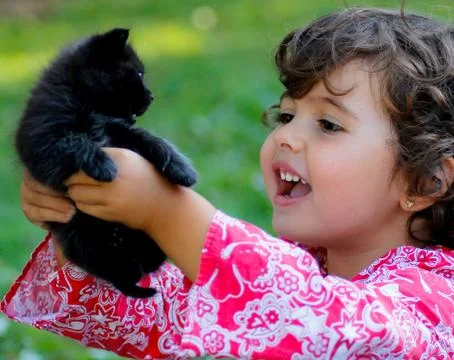 Kid with cat Stock Photos