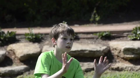 Kid catching the ball Stock Footage 47599818