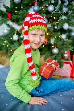 Kid celebrating christmas Stock Photos