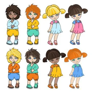 KID CHARACTERS Cartoon Vector Illustration Set 스톡 일러스트