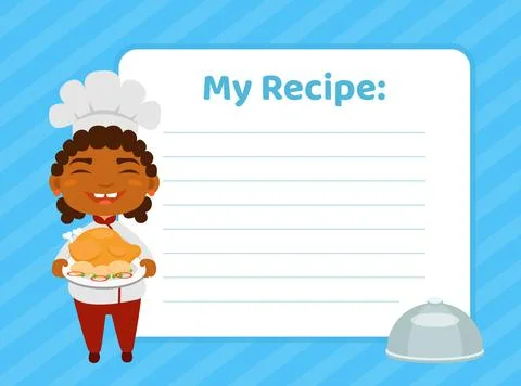 Kid Chef Recipe Card with Empty Space Vector Template Stock Illustration