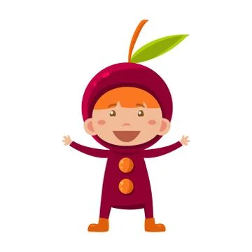 Kid In Cherry Costume. Vector Illustration Illustrazione stock
